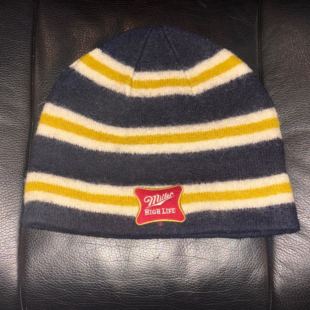 Miller High Life winter hat - Navy and Yellow